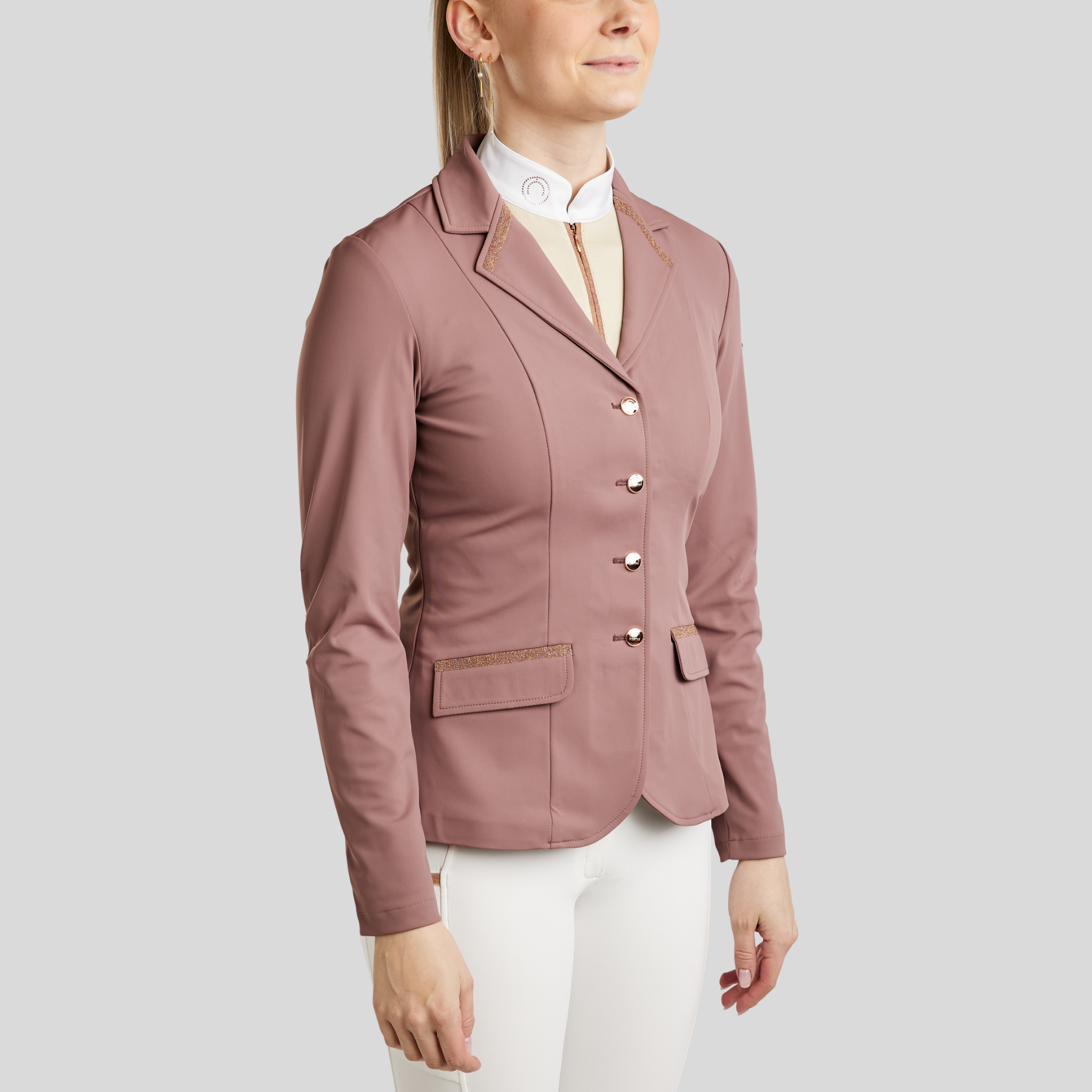 Montar MoGlenda Rosegold Caviar Tape &amp; Crystal Ladies Show Jacket, Dusty Rose