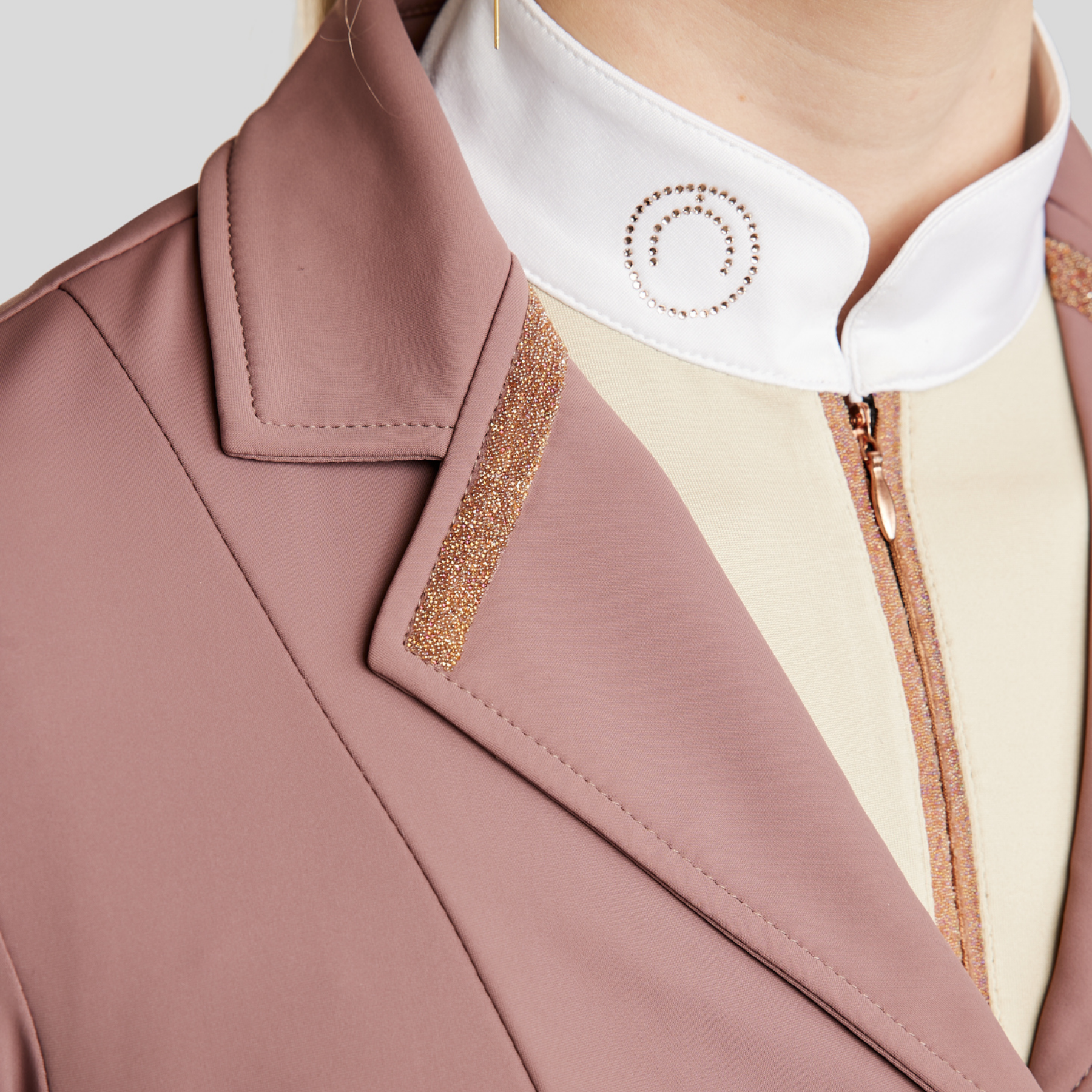 Montar MoGlenda Rosegold Caviar Tape &amp; Crystal Ladies Show Jacket, Dusty Rose