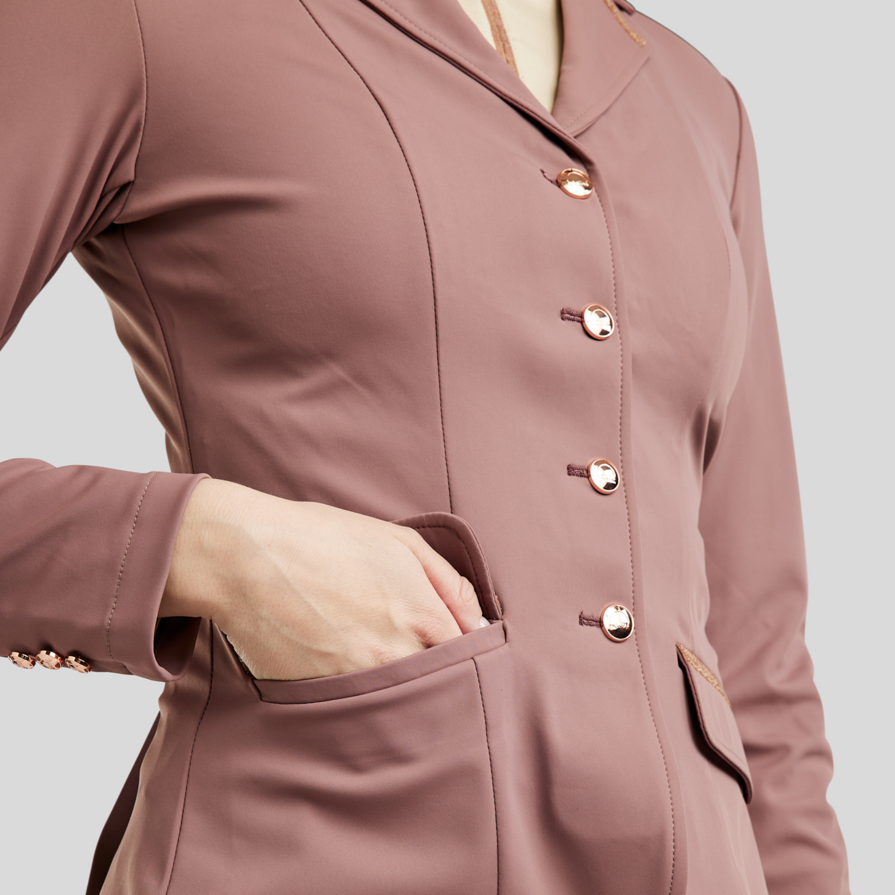 Montar MoGlenda Rosegold Caviar Tape &amp; Crystal Ladies Show Jacket, Dusty Rose