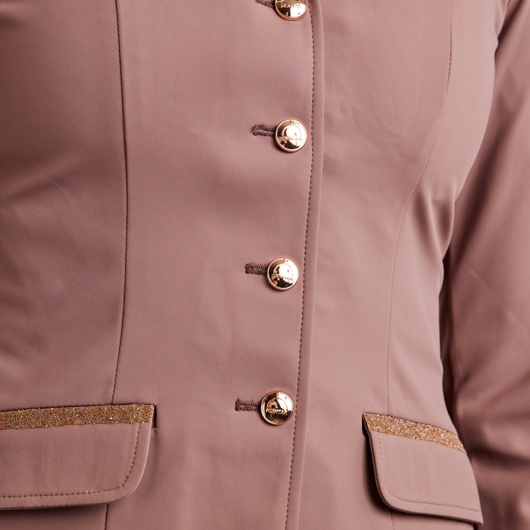 Montar MoGlenda Rosegold Caviar Tape &amp; Crystal Ladies Show Jacket, Dusty Rose