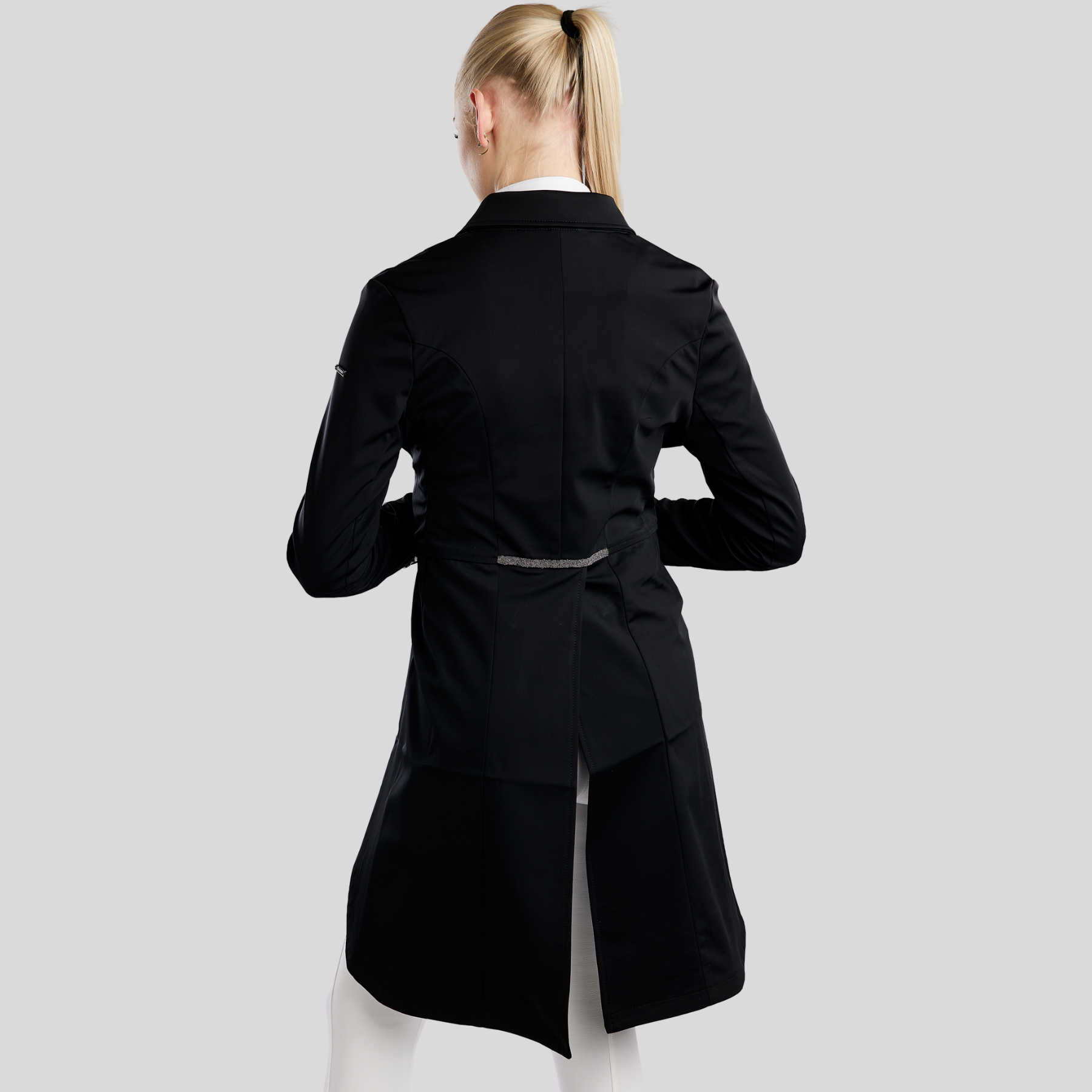 Montar MoGloria Gun Metal Ladies Long Tail Coat Caviar Tape &amp; Crystals, Black