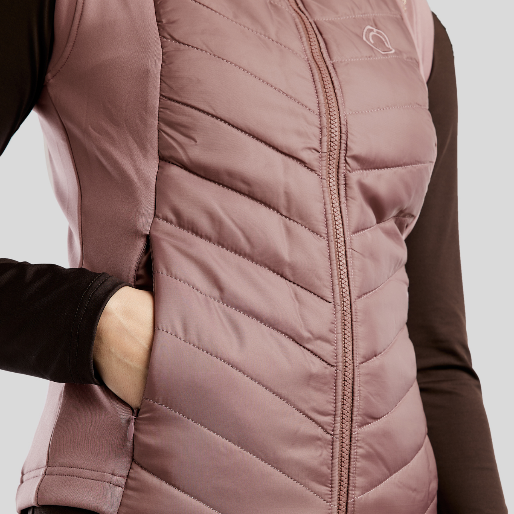 Montar MoMari Hybrid Ladies Bodywarmer w Rosegold Crystals, Dusty Rose