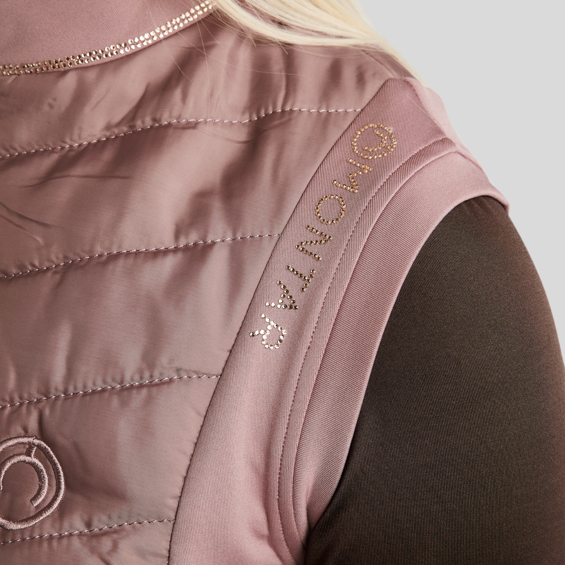Montar MoMari Hybrid Ladies Bodywarmer w Rosegold Crystals, Dusty Rose