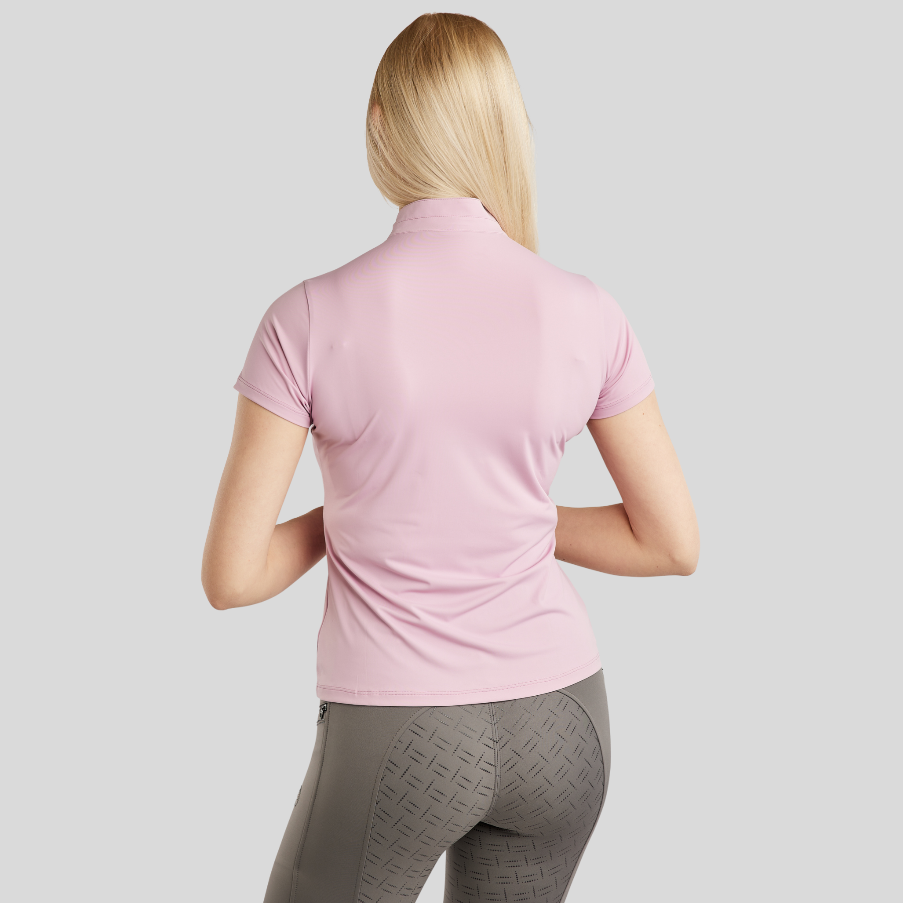 Montar MoPearl Pintuck Ladies Short Sleeve training Shirt, Candy Pink
