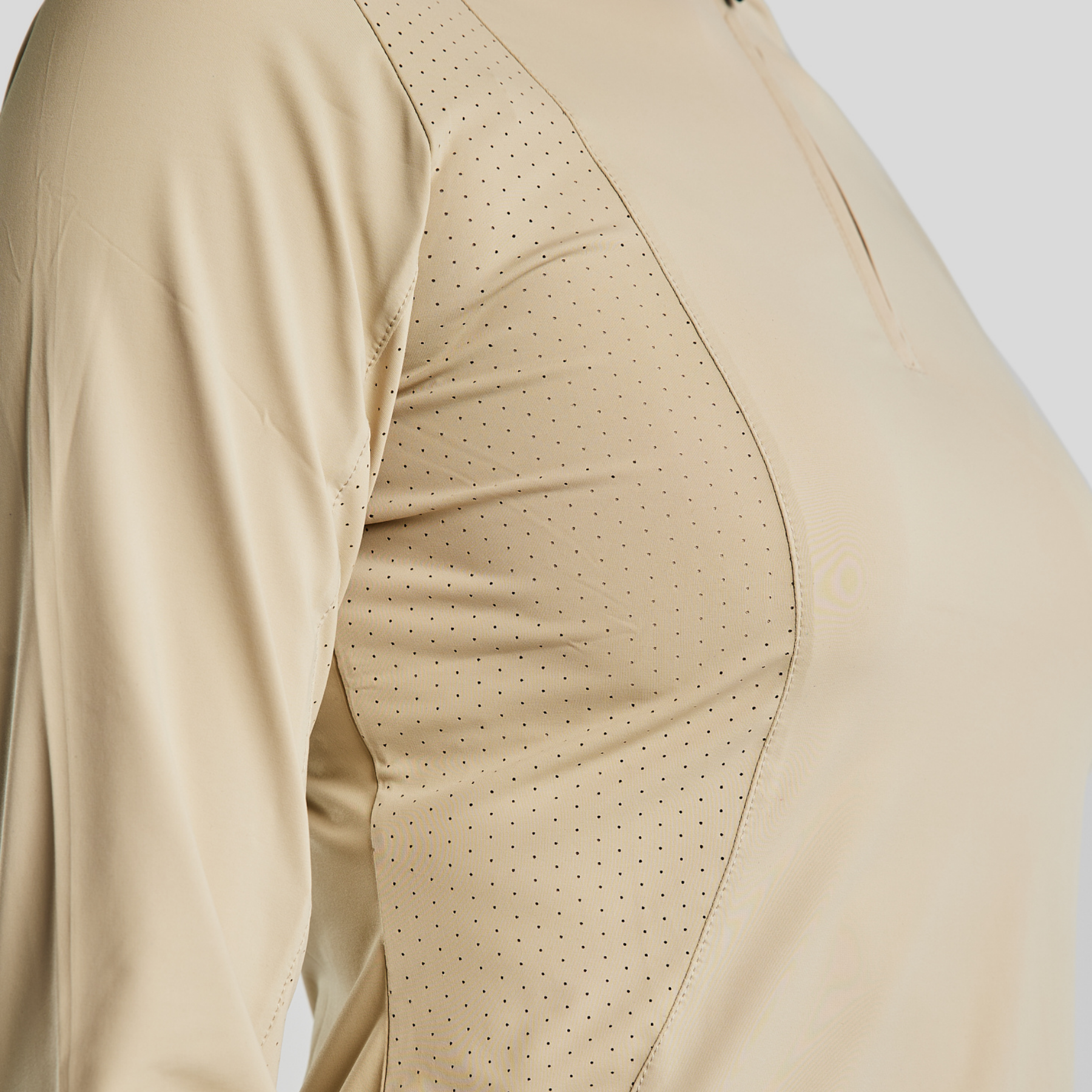 Montar MoZida REFINED Ladies Competition Shirt w. Lasercut Inserts &amp; Gun Metal Print, Warm Grey Beige