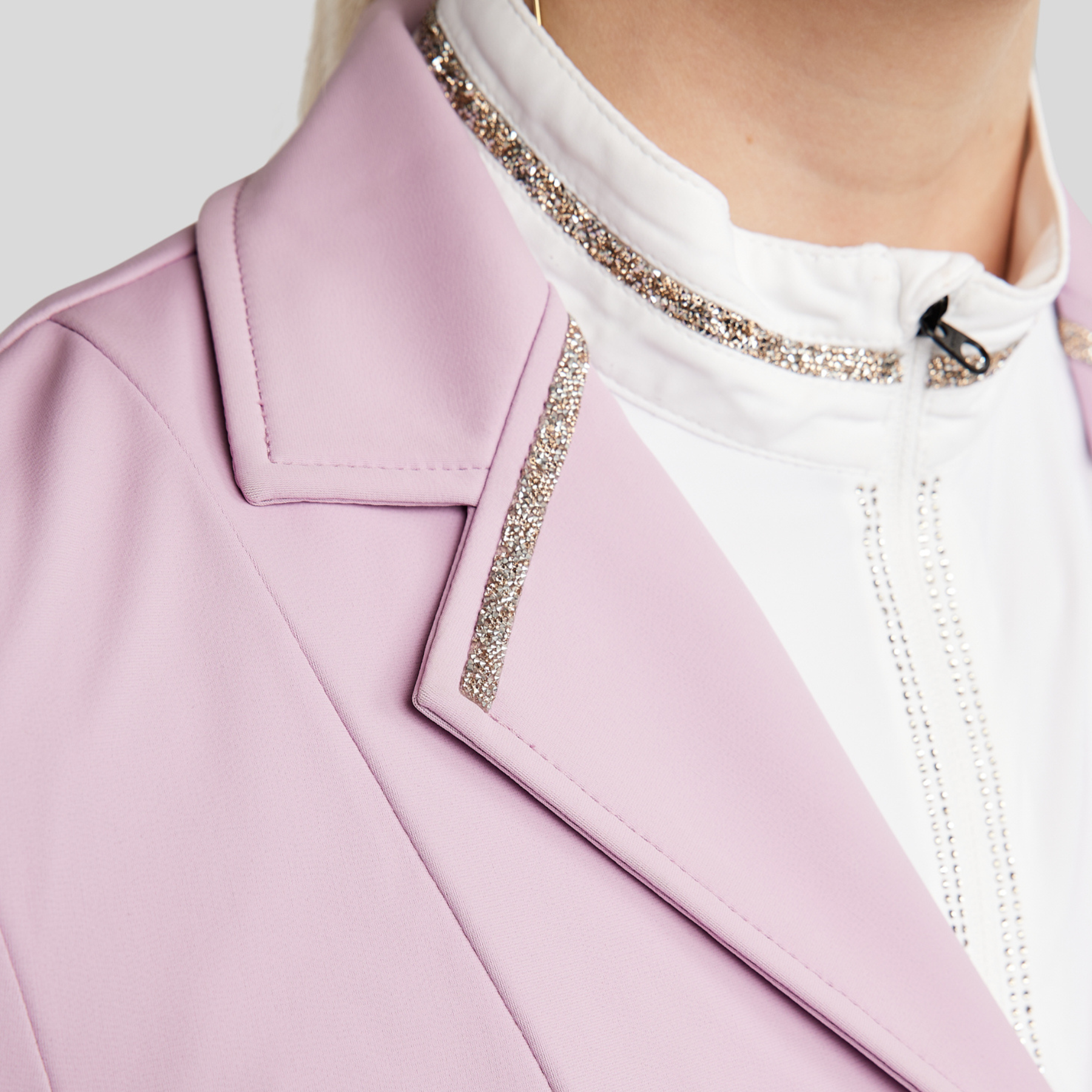 Montar MoLila Competition Jacket with Champagne Crystal Tape and Crystals, Candy Pink