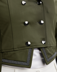 Montar MoGloria Gun Metal Ladies Long Tail Coat Caviar Tape & Crystals, Olive