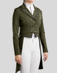 Montar MoGloria Gun Metal Ladies Long Tail Coat Caviar Tape & Crystals, Olive