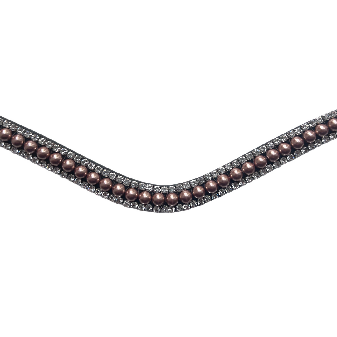 Montar Rosegold Pearls Browband, Brown Leather