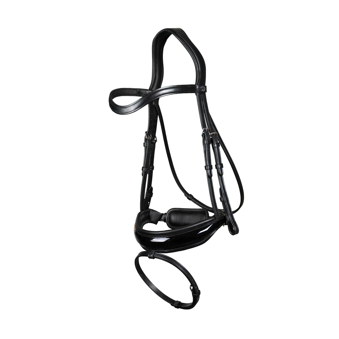 Dy'on Patent Large Crank Noseband Bridle With Flash, Black, New English Collection