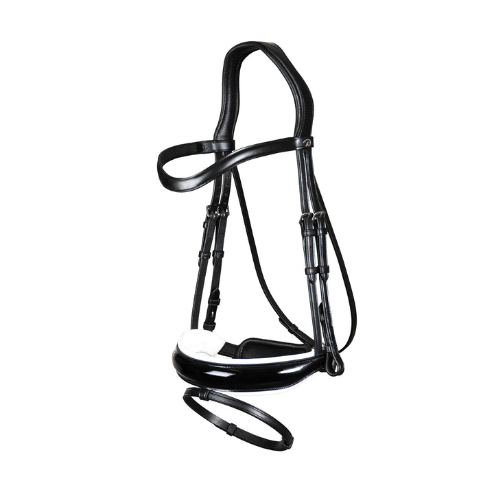 Dy'on Patent Noseband Bridle With White Padding and Flash, Black