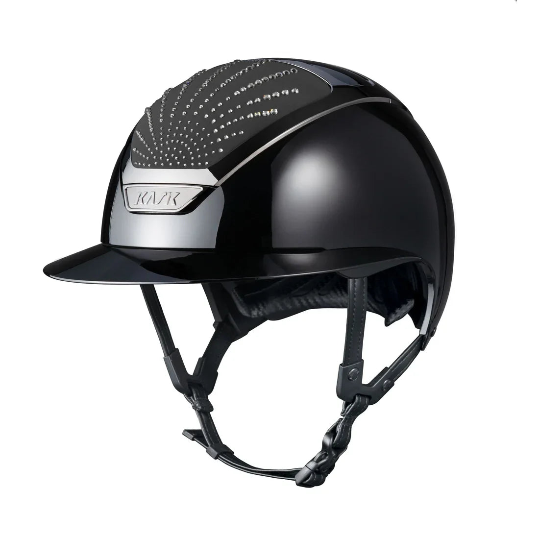 KASK Star Lady Pure Shine Origin riding helmet in Black with Black Graphite trim and black Swarovski crystals