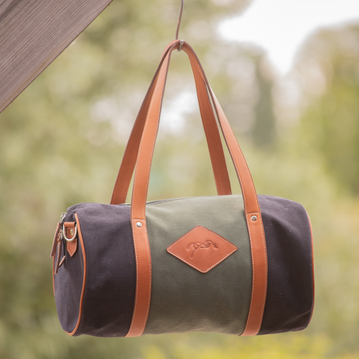Penelope Canvas Bowl Bag, Khaki &amp; Black