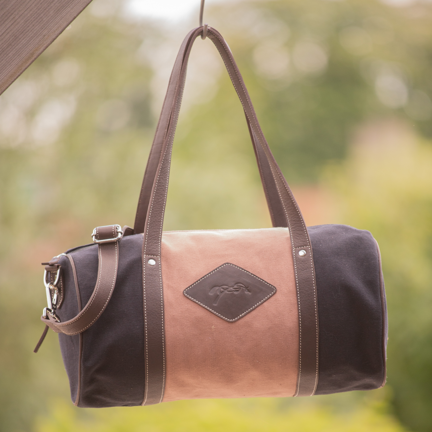 Penelope Canvas Bowl Bag, Pink &amp; Black