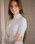 Penelope Florence Mesh Ladies Long Sleeve Show Shirt, Optic White