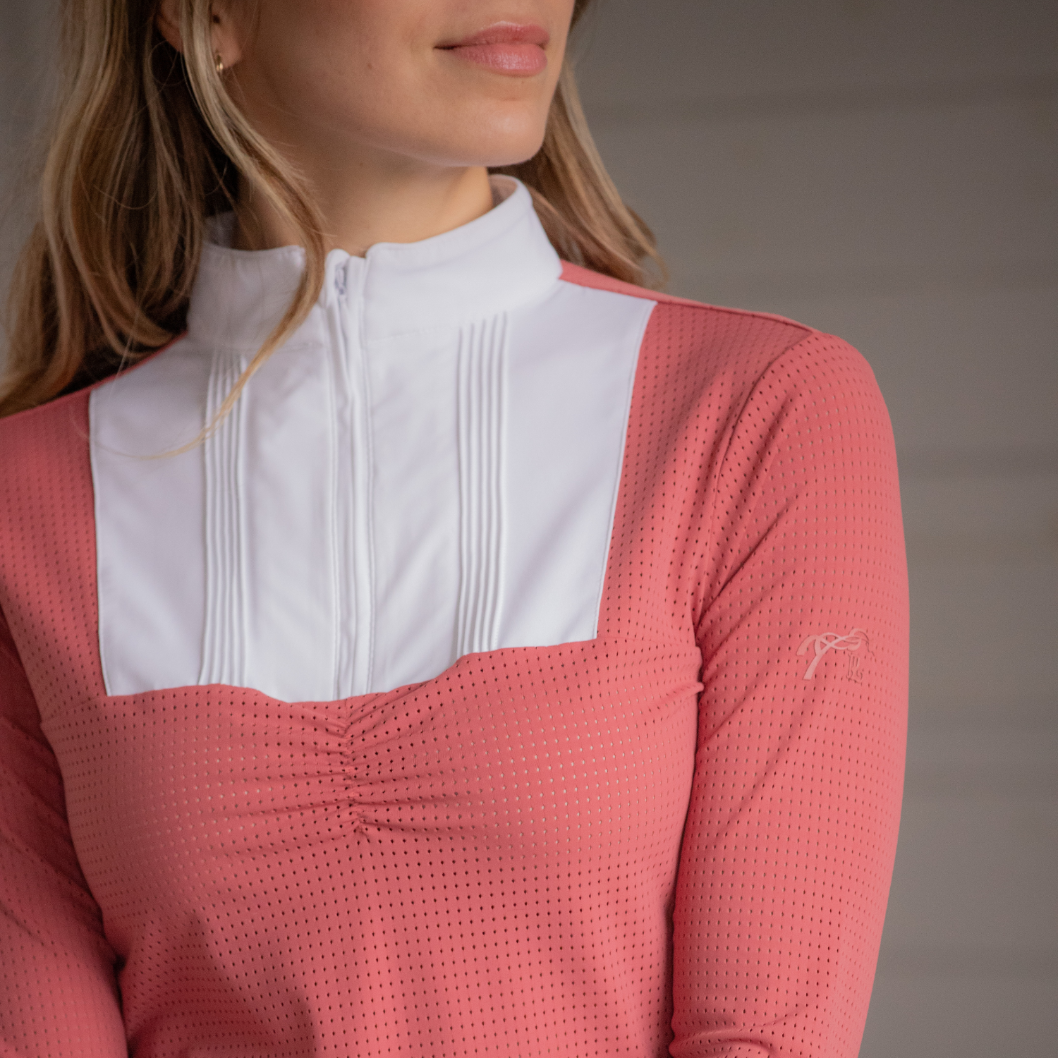 Penelope Florence Mesh Ladies Long Sleeve Show Shirt, Terracota