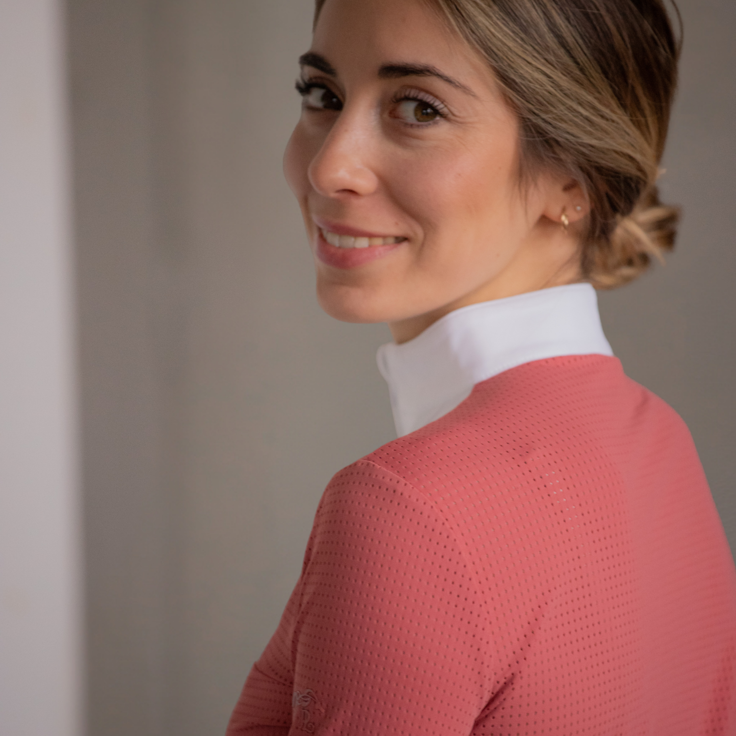 Penelope Florence Mesh Ladies Long Sleeve Show Shirt, Terracota