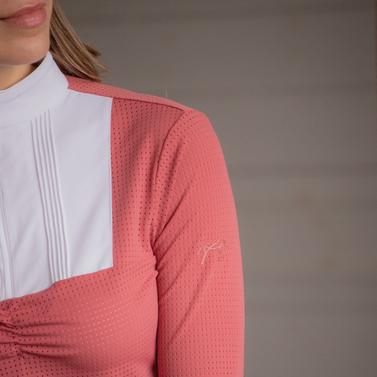 Penelope Florence Mesh Ladies Long Sleeve Show Shirt, Terracota