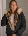 Pénélope Léolyon Jacket, Black w/ Leopard