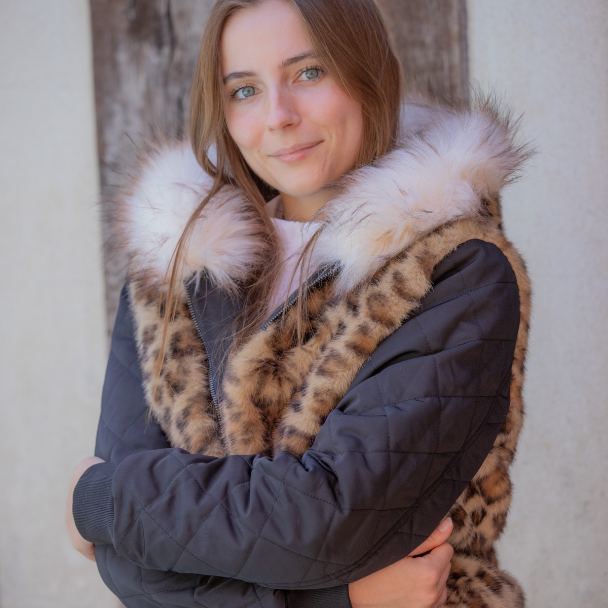 Pénélope Léolyon Jacket, Black w/ Leopard