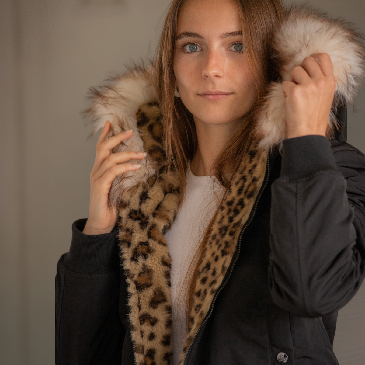 Pénélope Léolyon Jacket, Black w/ Leopard