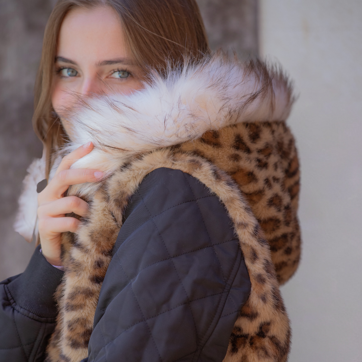 Pénélope Léolyon Jacket, Black w/ Leopard