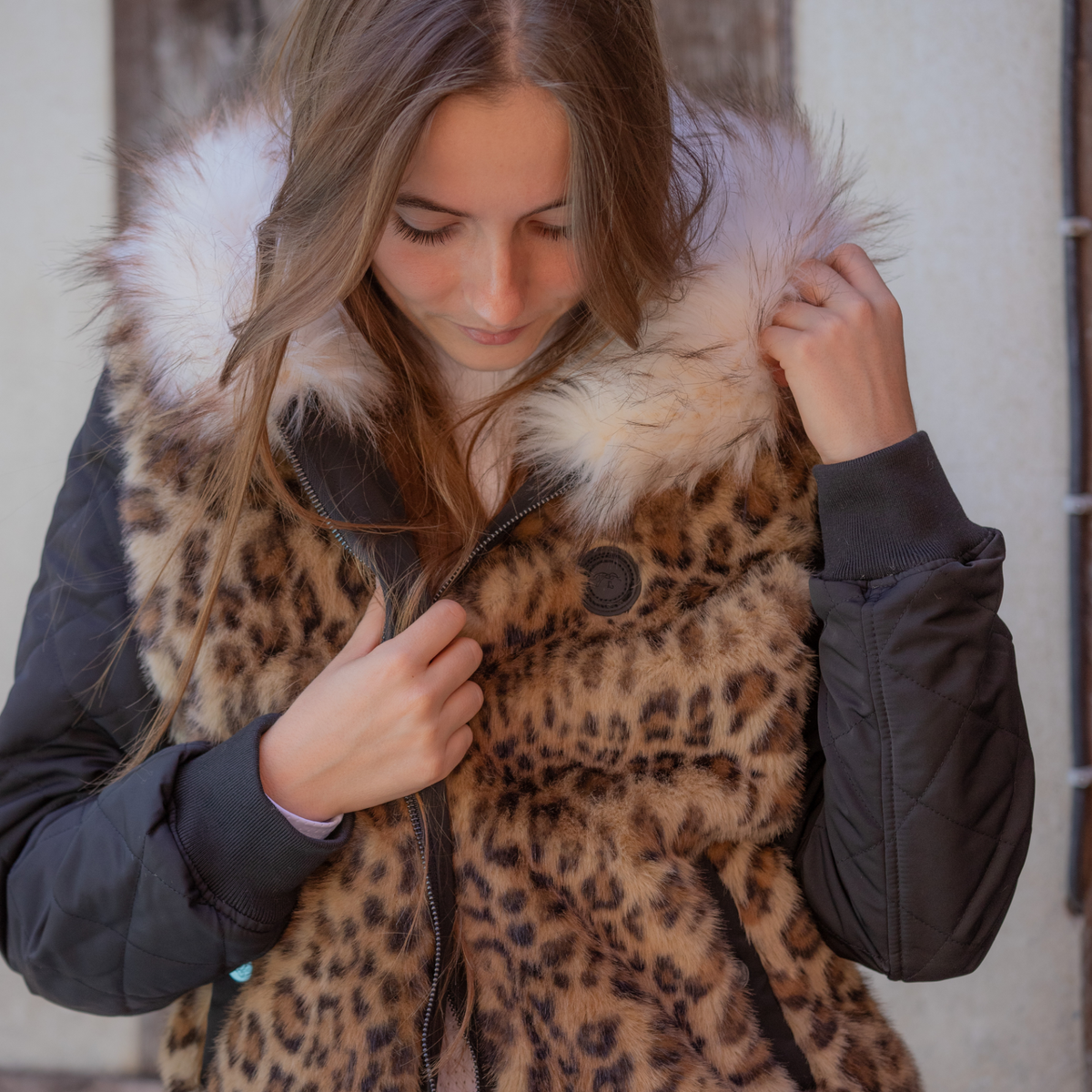 Pénélope Léolyon Jacket, Black w/ Leopard
