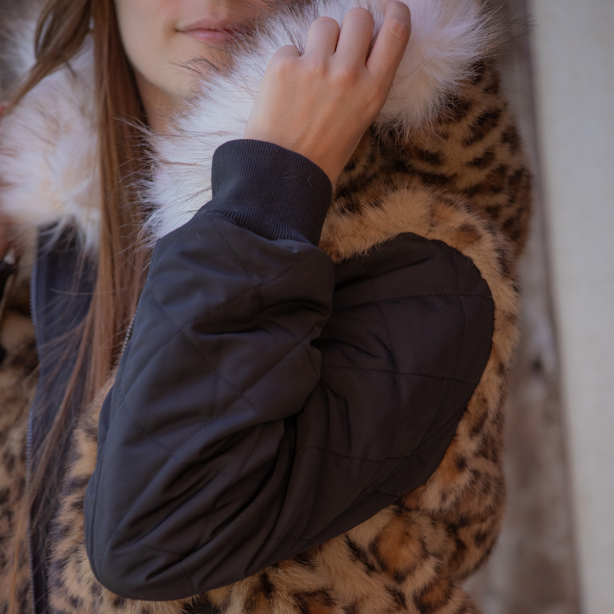 Pénélope Léolyon Jacket, Black w/ Leopard
