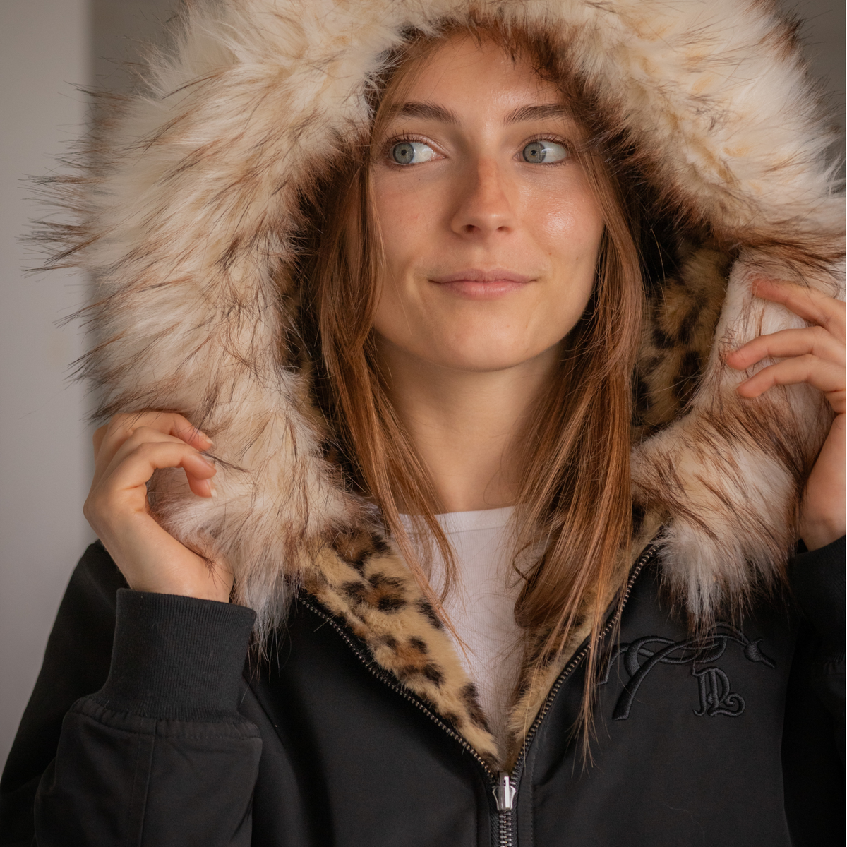 Pénélope Léolyon Jacket, Black w/ Leopard