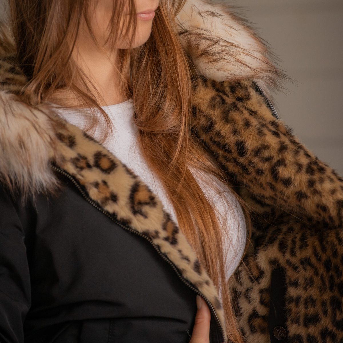 Pénélope Léolyon Jacket, Black w/ Leopard