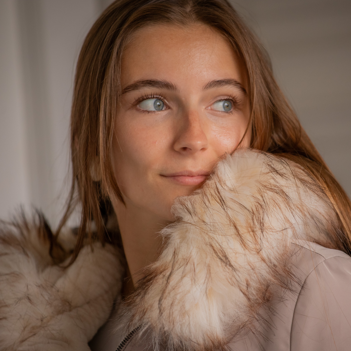 Pénélope Lyon Reversible Winter Jacket, Taupe &amp; Offwhite