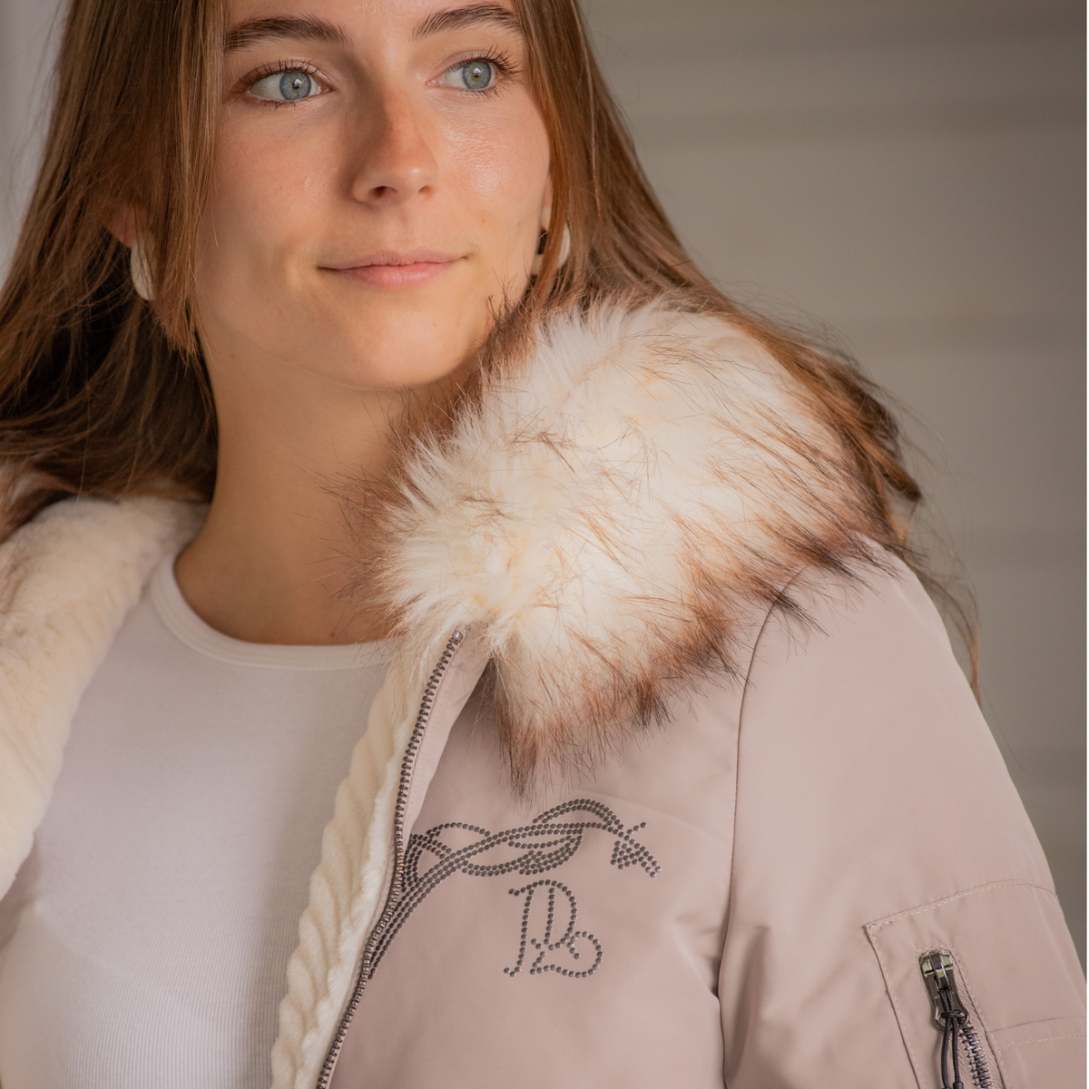 Pénélope Lyon Reversible Winter Jacket, Taupe &amp; Offwhite