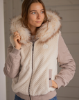 Pénélope Lyon Reversible Winter Jacket, Taupe & Offwhite