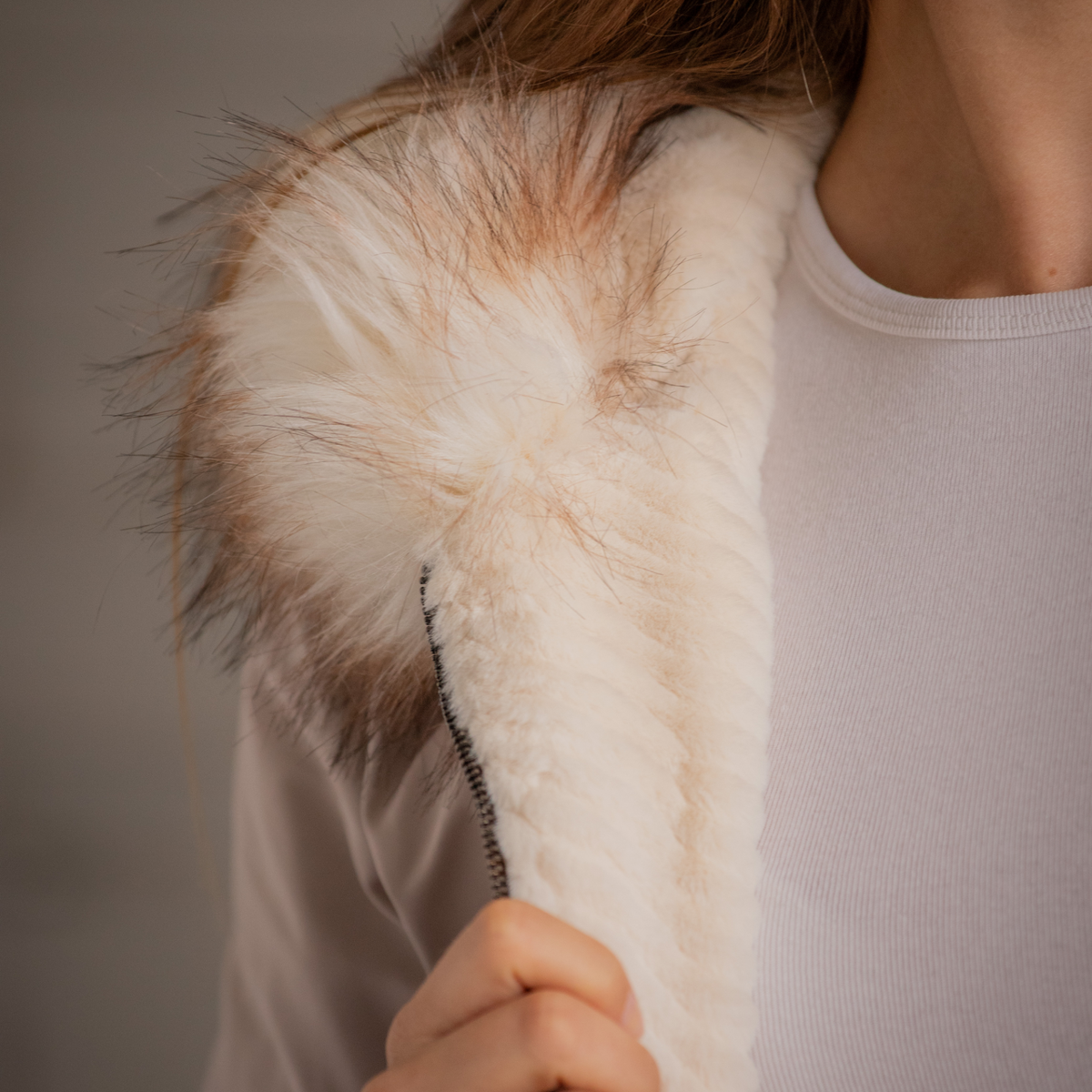 Pénélope Lyon Reversible Winter Jacket, Taupe &amp; Offwhite