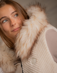 Pénélope Lyon Reversible Winter Jacket, Taupe & Offwhite