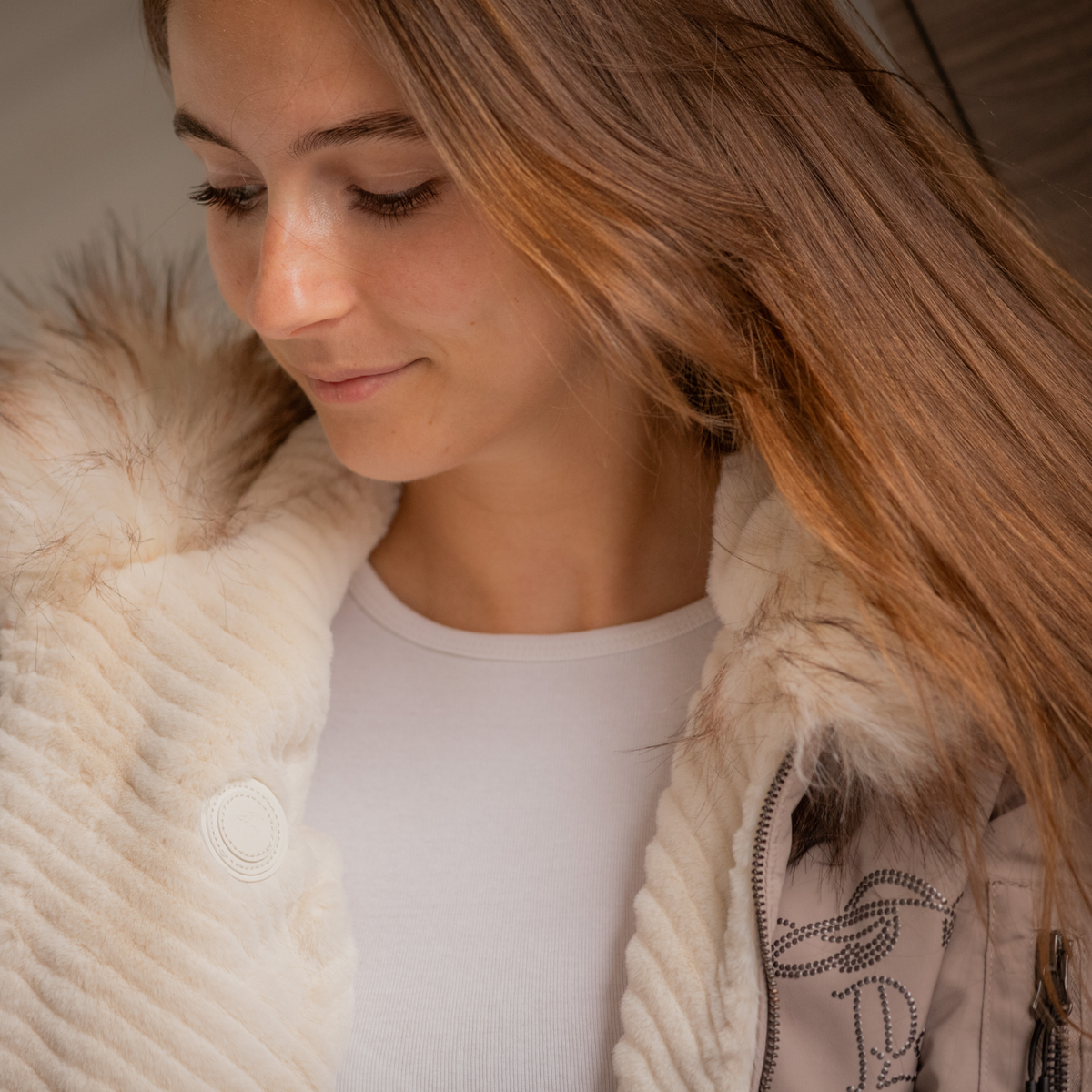 Pénélope Lyon Reversible Winter Jacket, Taupe &amp; Offwhite