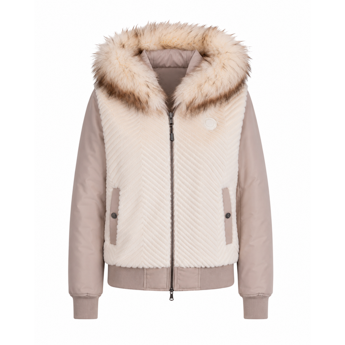 Pénélope Lyon Reversible Winter Jacket, Taupe &amp; Offwhite
