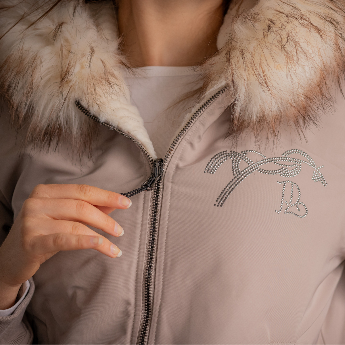 Pénélope Lyon Reversible Winter Jacket, Taupe &amp; Offwhite