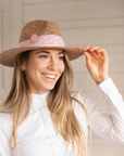 Pénélope Rafia Sun Hat, Beige/Pink