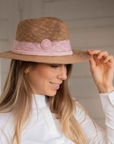 Pénélope Rafia Sun Hat, Beige/Pink