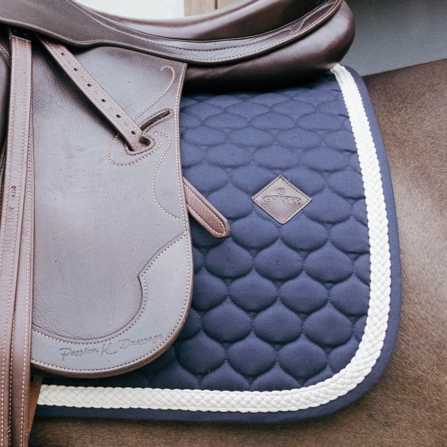 Kentucky Horsewear Dressage Saddle Pad with Plaited Cord, Navy