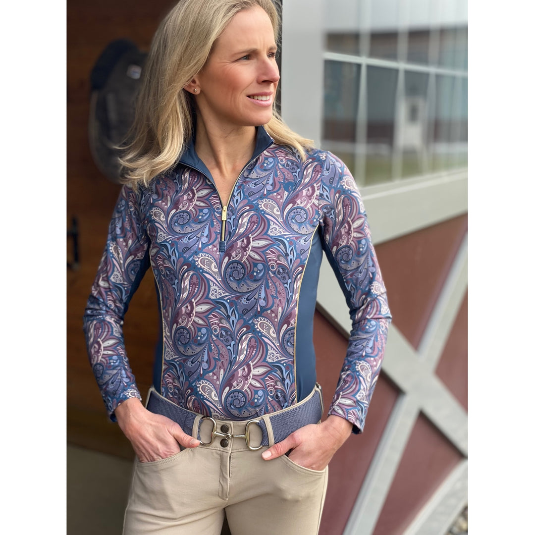 Arista Equestrian Ladies Pucci Quarter Zip Quarter Zip Long Sleeve Training Shirt, Sapphire