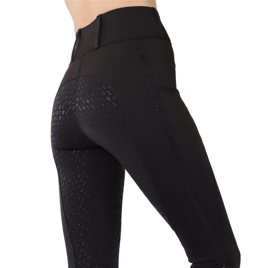 Montar REBEL Tone in Tone Logo Pull on Full Grip Riding Tights, Black