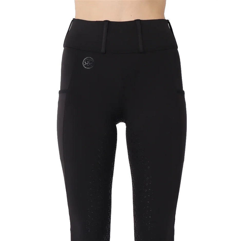 Montar REBEL Tone in Tone Logo Pull on Full Grip Riding Tights, Black