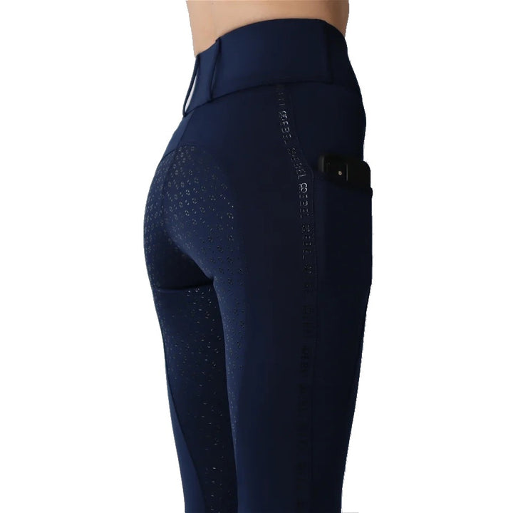 Montar REBEL Tone in Tone Logo Pull on Full Grip Riding Tights, Navy