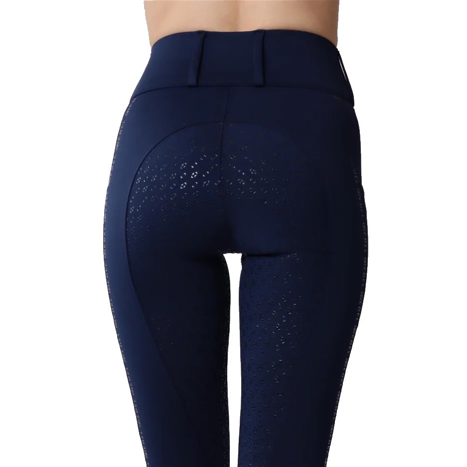 Montar REBEL Tone in Tone Logo Pull on Full Grip Riding Tights, Navy