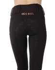 Montar REBEL Rosegold Logo Bit Chain Full Grip Pull on Riding Tights, Black