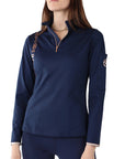 Montar REBEL Rosegold Logo Bit Chain 1/2 Zip Training Shirt, Navy