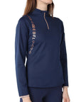 Montar REBEL Rosegold Logo Bit Chain 1/2 Zip Training Shirt, Navy