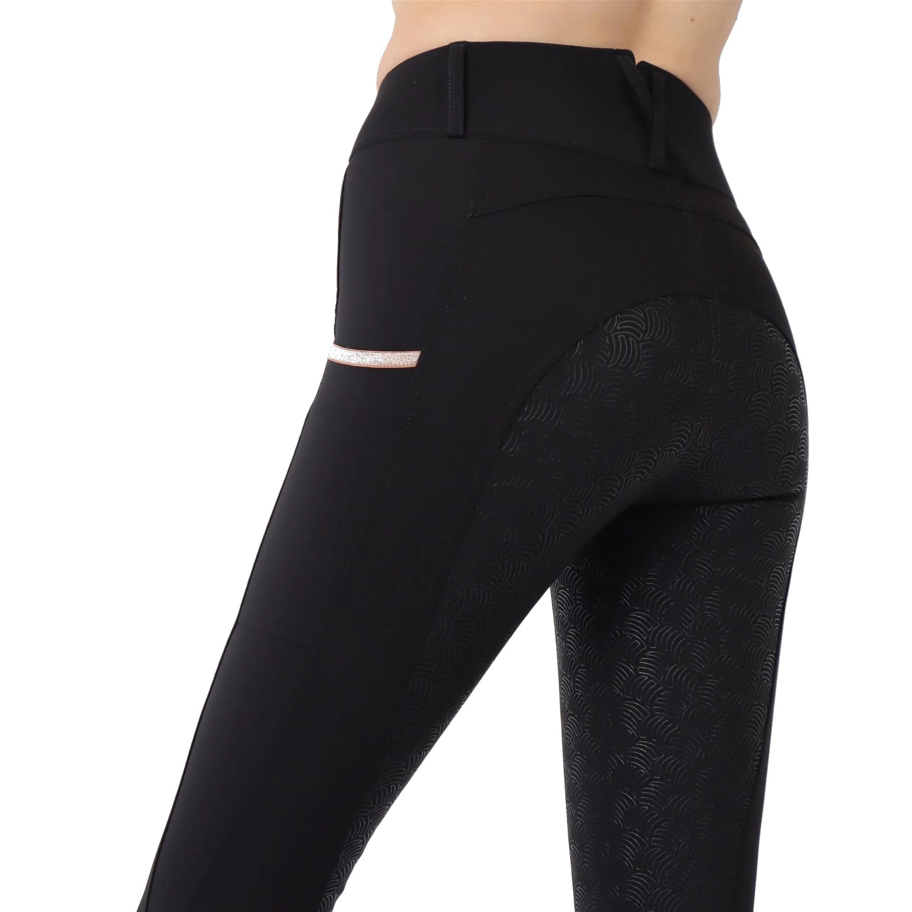 Montar REBEL Rosegold Logo & Pipe Full Grip Mid Rise Breeches, Black ...